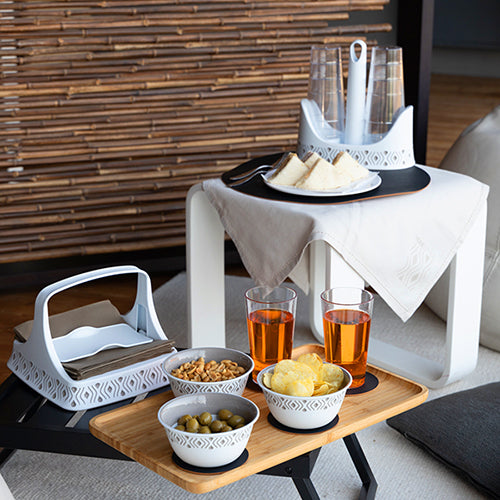 CIOTOLA 'TOSCA' Ø cm 13 x h.6 - bianco/tortora  - STEFANPLAST