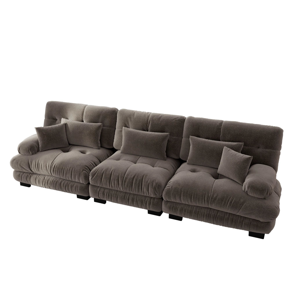 Divano modulare in chenille marrone
