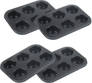 Piatto per muffin 6 Cup con rivestimento antiscivolo - Forme da forno in acciaio carbonio - Piastra da forno 26,5x18,5x3 cm - Facile da pulire - Forme per budino - Forma per dolci