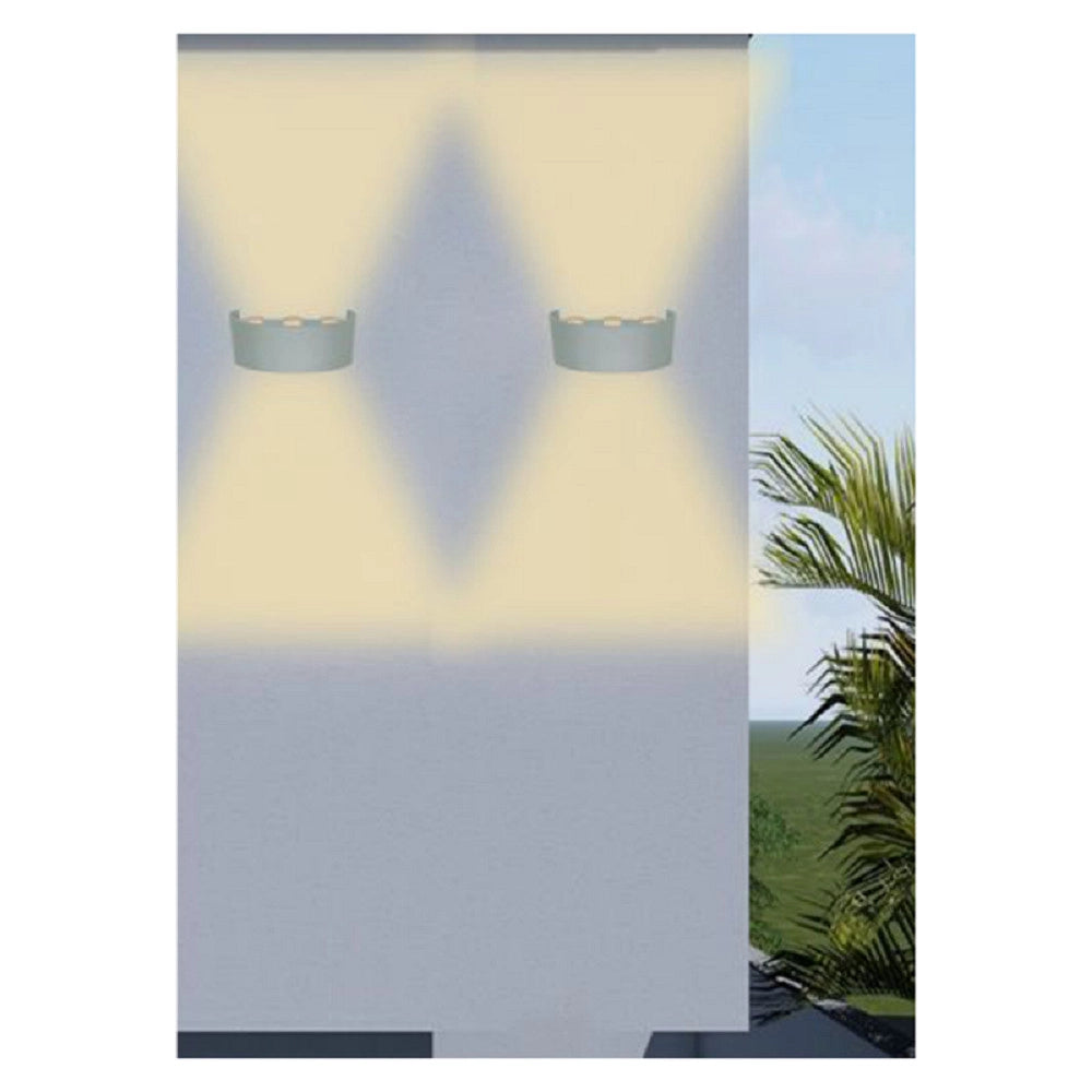 Trade Shop - Applique Esterno Led 16w Crown Ip65 Up & Down Grigio Luce Calda Fredda Natural -
