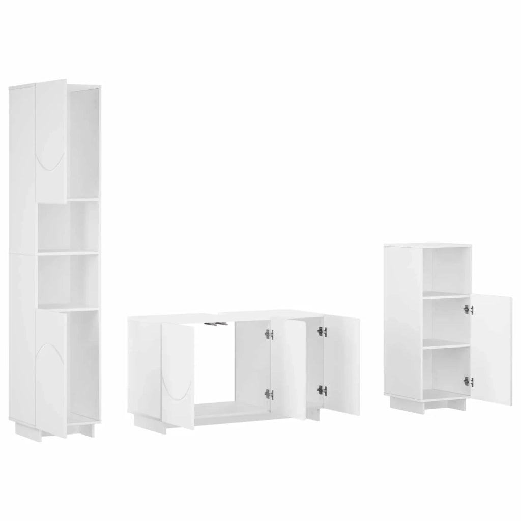 Set mobili da bagno 3 pz Bianco Legno ingegnerizzato 3433055