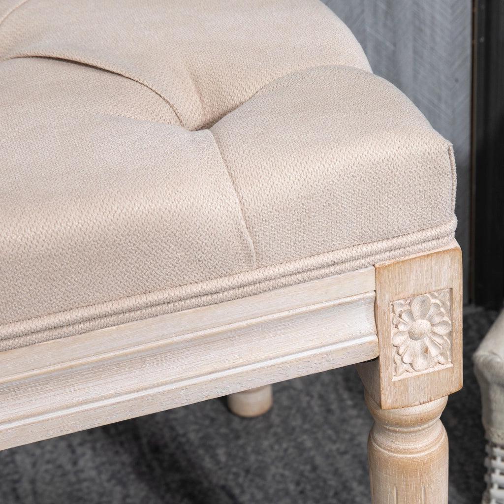 Panca imbottita in stile vintage beige, 80x40x43 cm, portata fino a 120 kg, per ingresso e soggiorno
