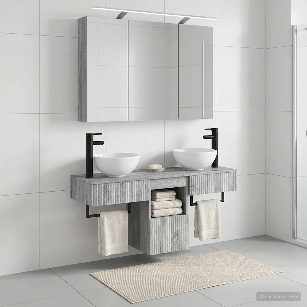 Set di Armadi da Bagno 4 pcs Sonoma grigio 100 x 14,5 x 70 cm 3406260