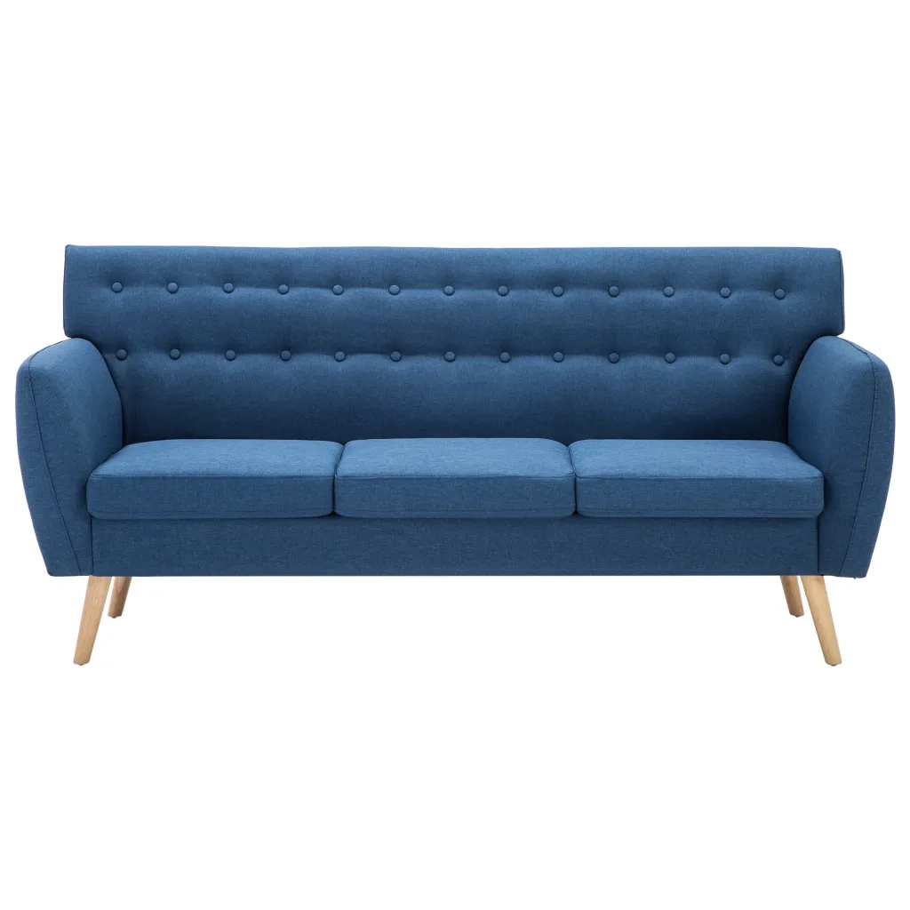 Divano a 3 Posti in Stoffa Imbottito 172x70x82cm Blu cod mxl 5842