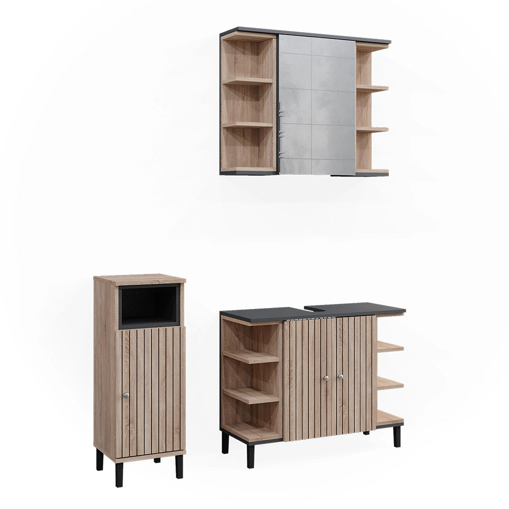 Vicco Set di mobili da bagno Sonoma 3 parti