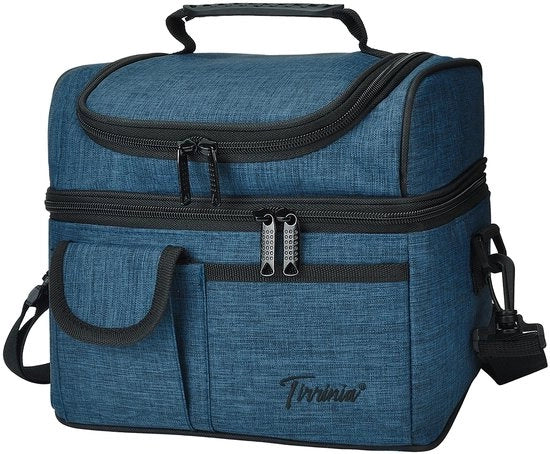 Tirrinia Tas Geïsoleerde, Bento Koeltas Thermico Acquapigro, Picnic a Due Compartimenti con Cinturino e Tasche, 26,0 x 19,0 x 21,8 cm