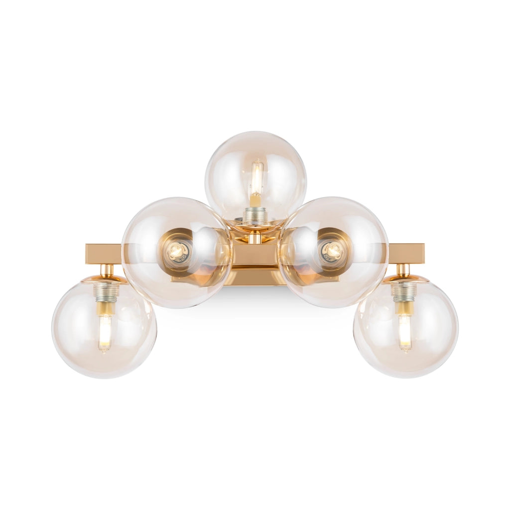 Maytoni applique contemporanea Dallas 5 luci G9 oro metallo vetro diffusore ambra