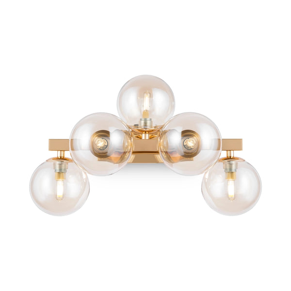 Maytoni applique contemporanea Dallas 5 luci G9 oro metallo vetro diffusore ambra