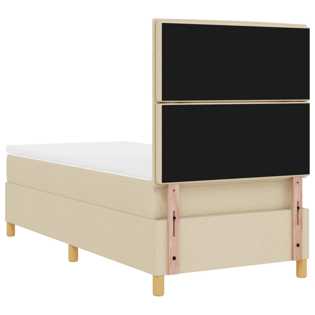 Letto Box Spring con Materasso Panna 90x200 cm Tessuto