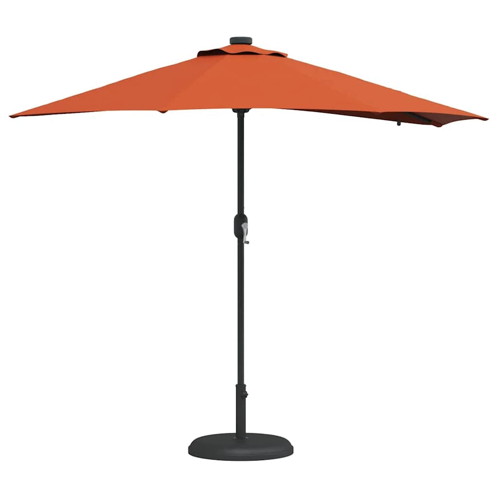 Ombrellone da giardino pieghevole moderno 294 x 150 x 223 cm con meccanismo a manovella stile contemporaneo poliestere color terracotta 02_0058663