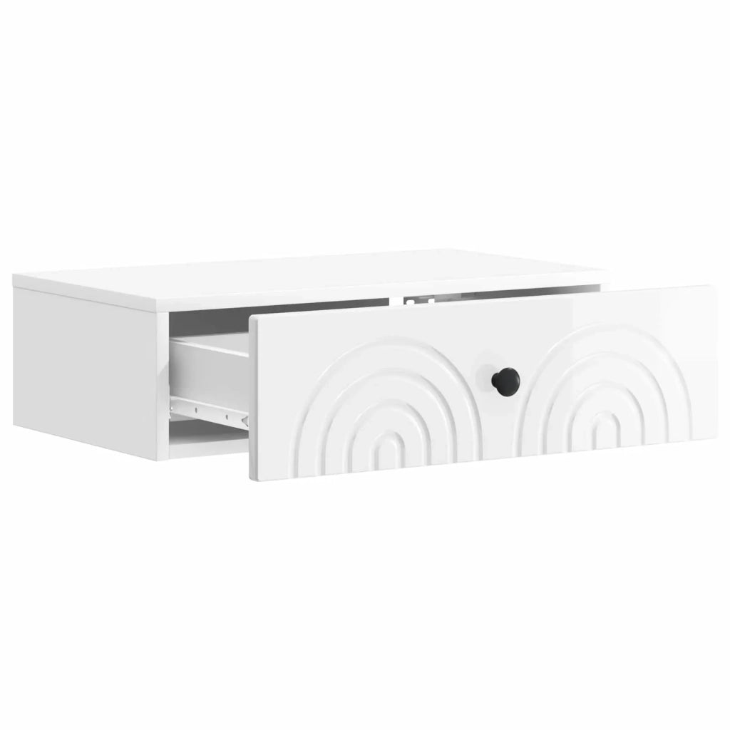 Tavolino da Parete Laterale Bianco Lucido 59 x 34,5 x 17 cm 898149