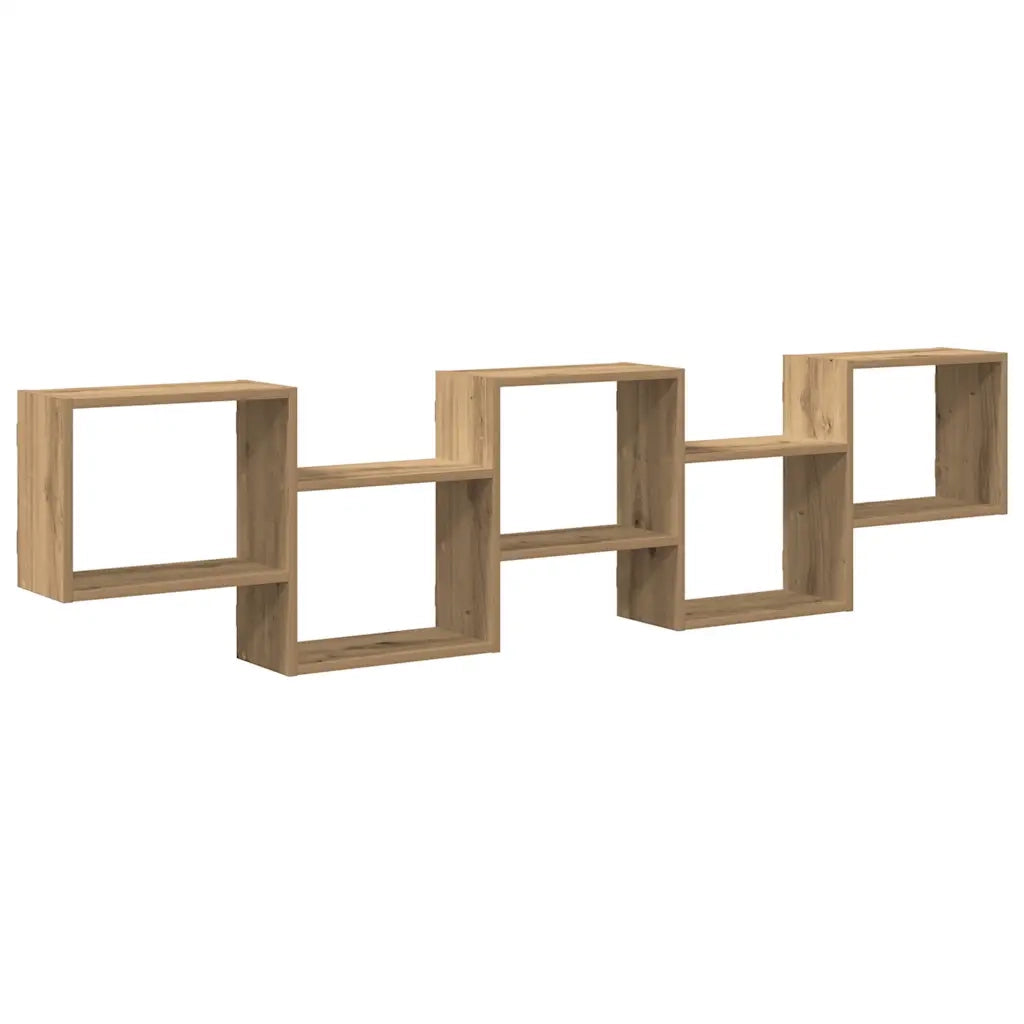 Scaffale Cubo Parete 5 Scomparti Truciolato Rovere Artigianale 860003