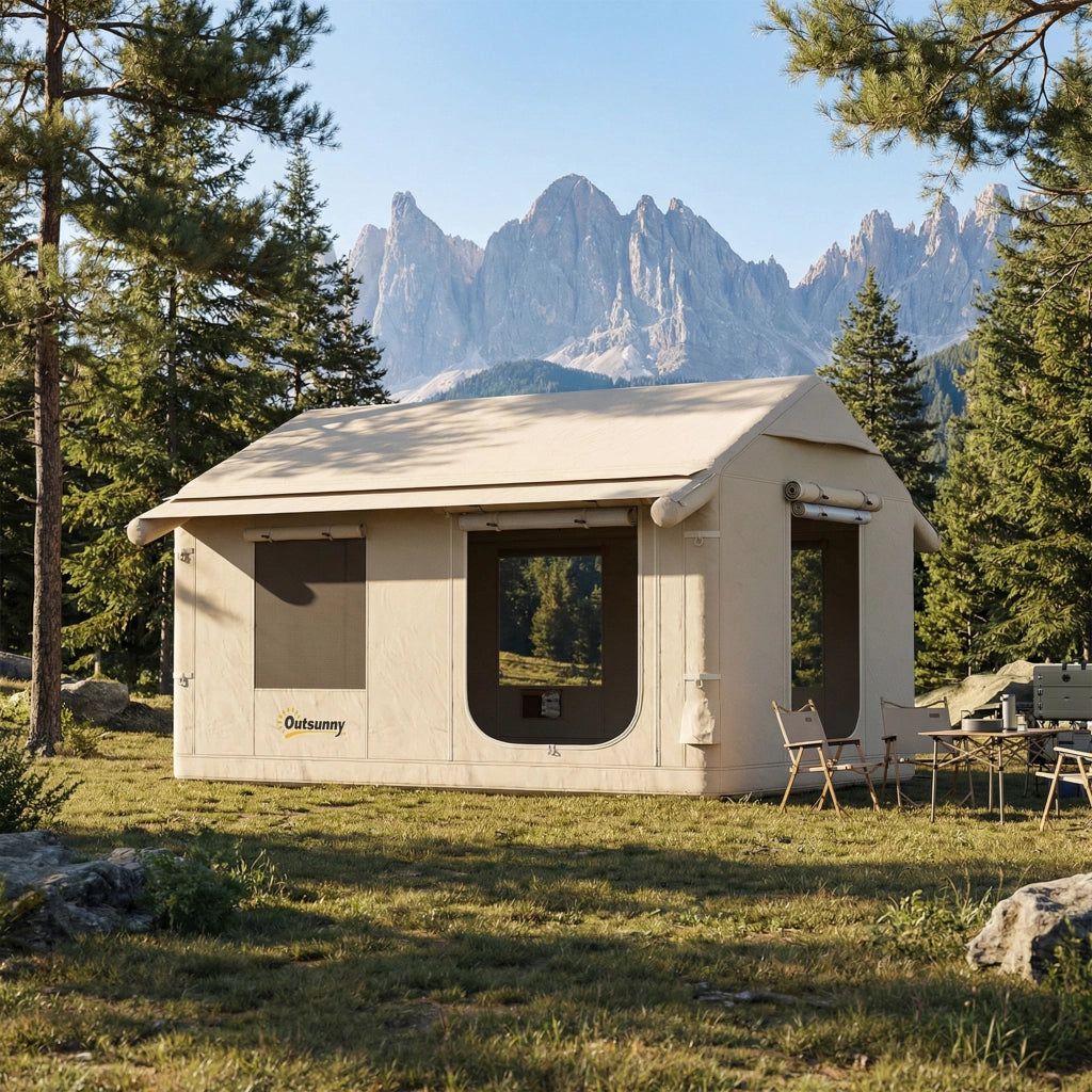 Tenda da Campeggio-Tenda per Escursionismo  Gonfiabile con Pompa, Impermeabile 3000mm e Antivento, Cachi