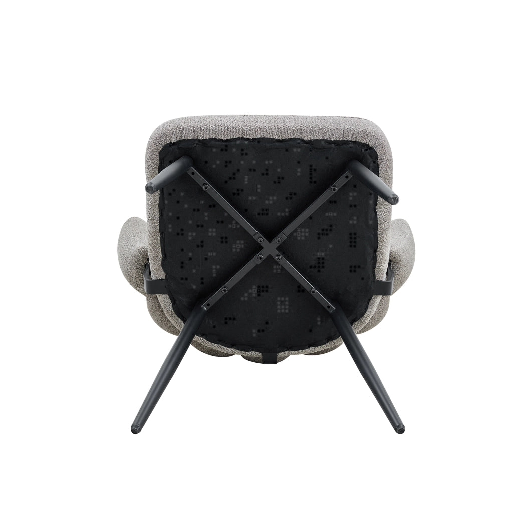 SEDIA con schienale a fiore 80 cm Velluto grigio chiaro e gambe nere