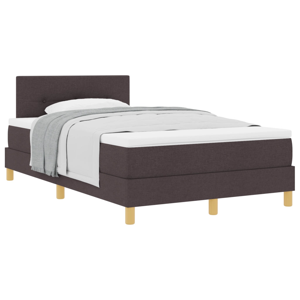 Letto Box Spring con Materasso Marrone Scuro 120x200 cm Tessuto