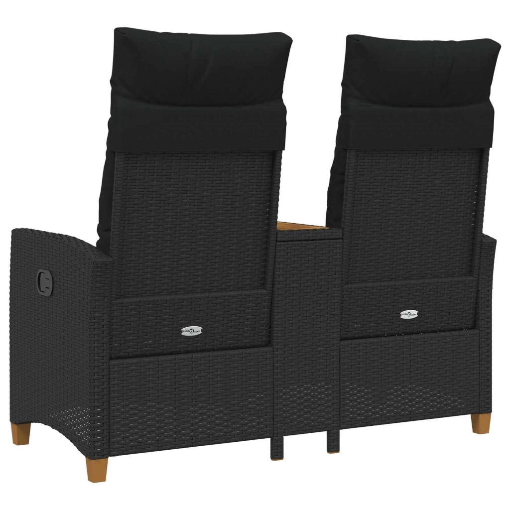 Panchina reclinabile con tavolo Nero 126 x 65 x 112 cm 42026812