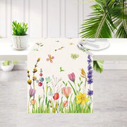 Tappeto per la primavera e l'estate - lavabile - moderno - decorazione tavolo e cucina - interno ed esterno - vacanza e festa - decorazione salotto - disegno tulipani - 33 x 183 cm