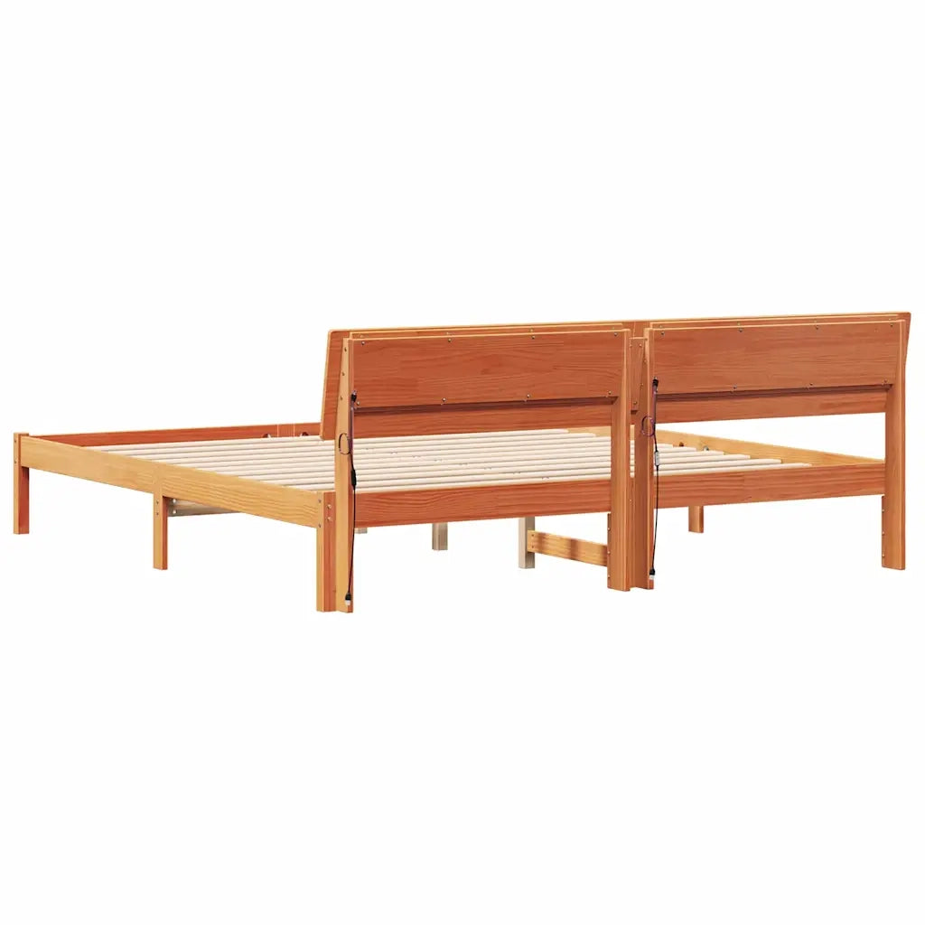 Struttura del letto-Giroletto Marrone 200 x 200 cm Pino massello 659141