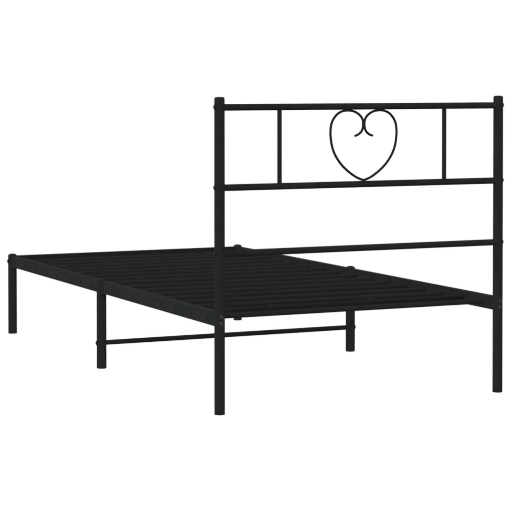 Letto singolo | Letto per adulti | Giroletto con Testiera in Metallo Nero 80x200 cm