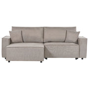 Divano letto angolare a destra Grigio Talpa Tessuto poliestere imbottito 3 posti a L con cuscini Funzione letto Stile moderno Soggiorno