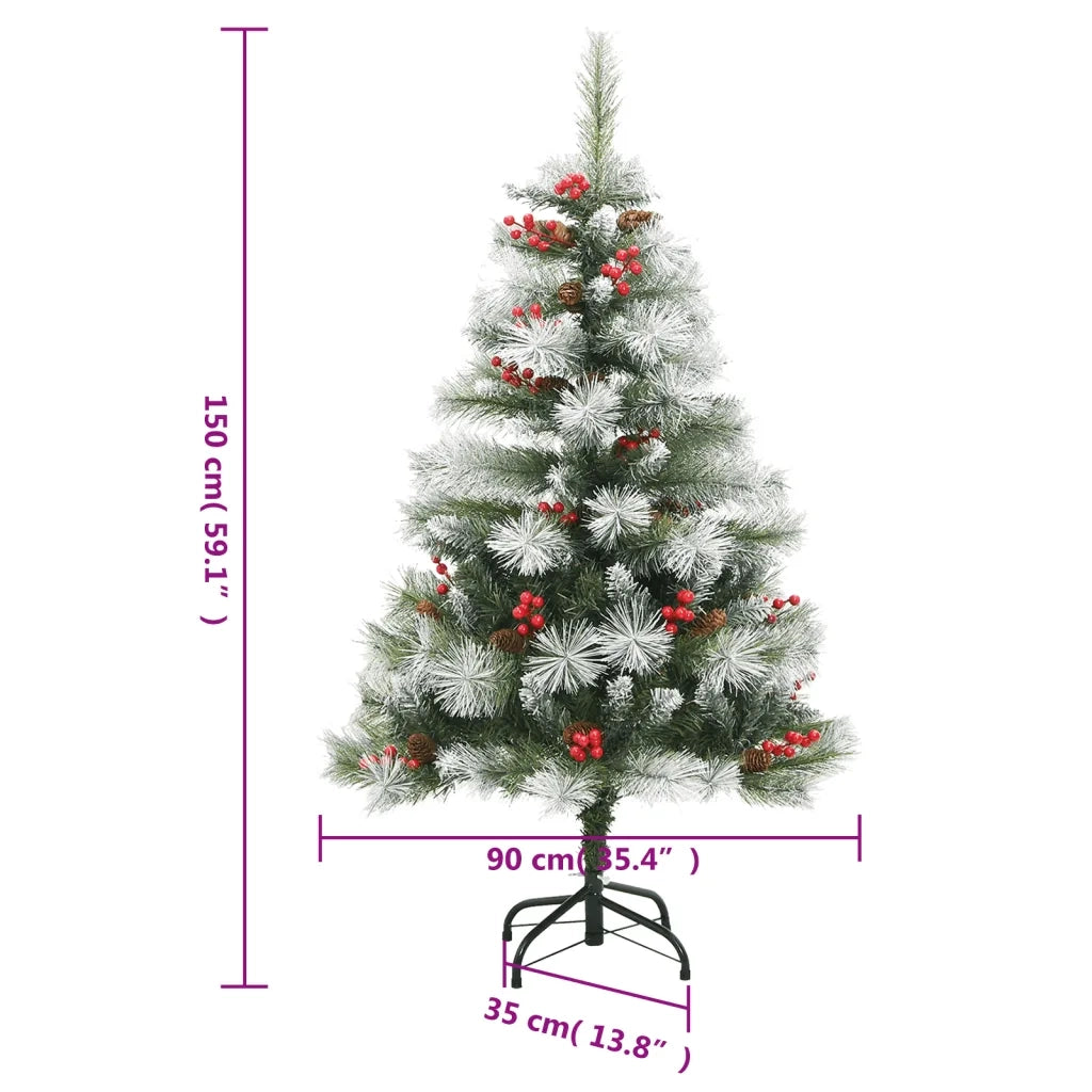 Albero Natale | Decorazioni natalizie Artificiale Incernierato con Pigne e Bacche 150cm