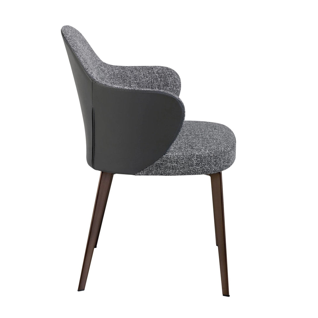 Sedia in tessuto ed ecopelle grigio scuro