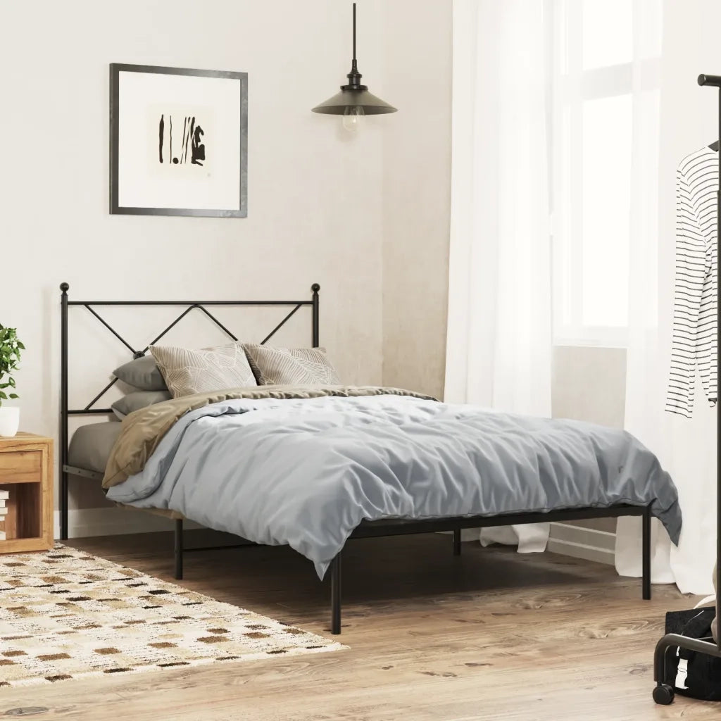 Giroletto con Testiera in Metallo Nero 100x190 cm