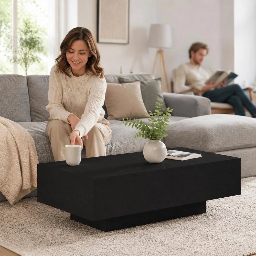 Coffee Table Black 100x49.5x31 Cm Wood Material
