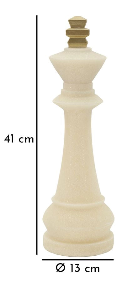 Decorazione Re Quarzy Ø13x41 cm in Resina Bianco e Oro