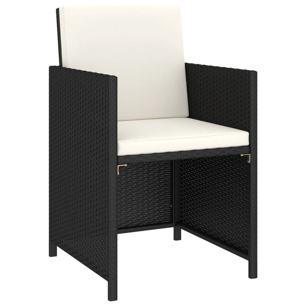 Set da Pranzo per Esterni 6 pz con Cuscini in Polyrattan Nero cod mxl 35535