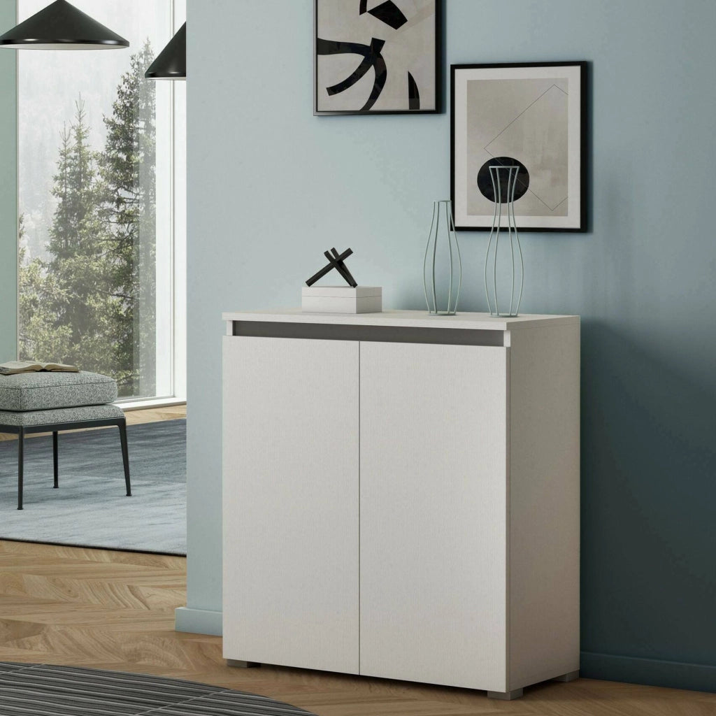 Mobile Portascarpe Astrina, Scarpiera 3 Ripiani Made in Italy, 80x37x102h cm Bianco