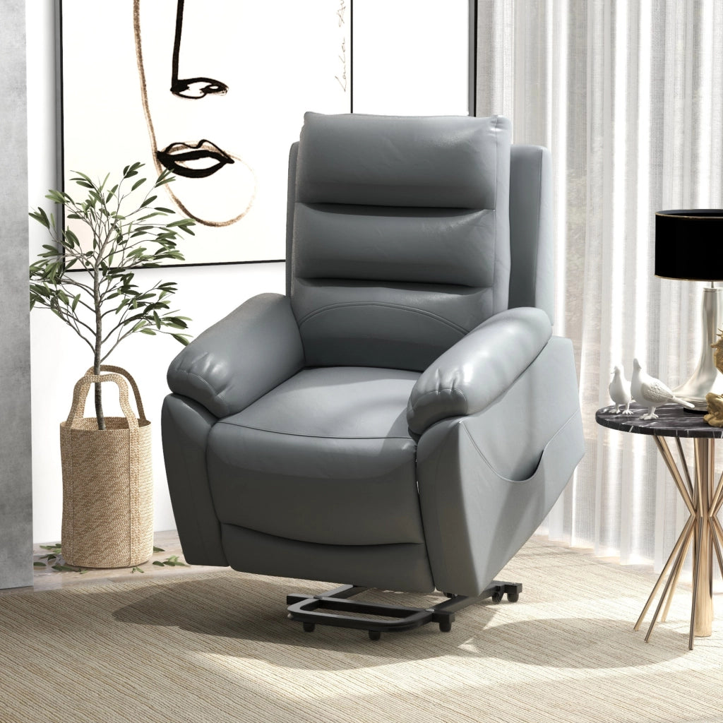 Poltrona Alzapersona Reclinabile Elettrica con Massaggio 8 Punti ¨C Xylo ¨C Grigio Tessuto 91x86x101cm