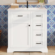 Mobile bagno sospeso a terra con lavabo in ceramica integrato, finitura laccata bianca, 76 x 47 x 82 cm