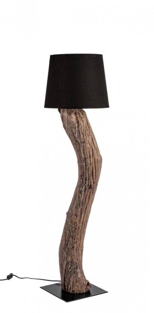 Lampada da Terra Piantana Ø55x120 cm E27 in Legno Pralume in Cotone Nero