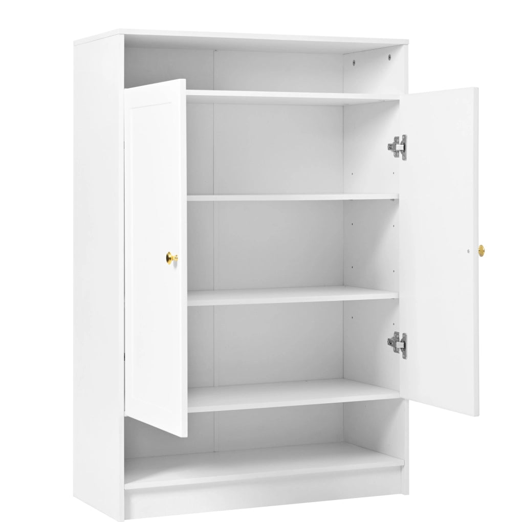 Mobile portascarpe bianco 146x34x109 cm con ripiani regolabili