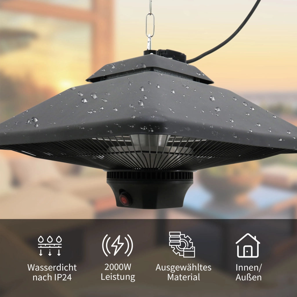 Stufa a infrarossi 2000W ¨C Xylo ¨C con telecomando, 2 livelli, display LED, nero