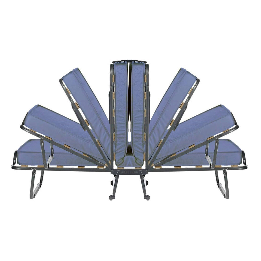Letto pieghevole 0, Brandina con rete a doghe e materasso incluso, Letto con ruote, Cm 190x80h30, Cm 190x80h30