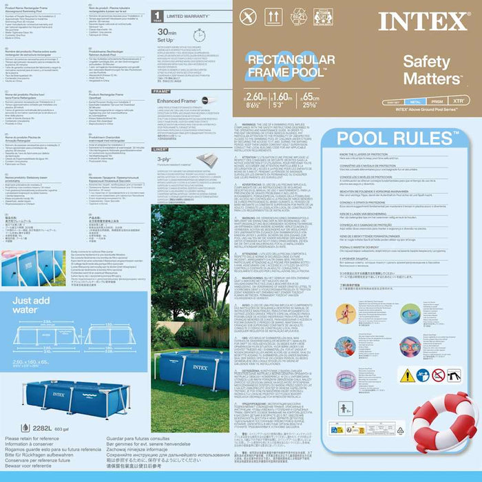 INTEX Piscina Rectangular Frame 260x160x65 cm 28271NP 91482