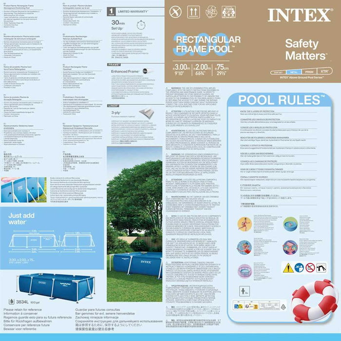 INTEX Piscina Rectangular Frame 300x200x75 cm 28272NP 91483
