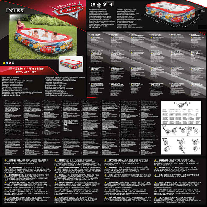 INTEX Piscina Cars Swim Center Multicolore 262x175x56 cm 92569