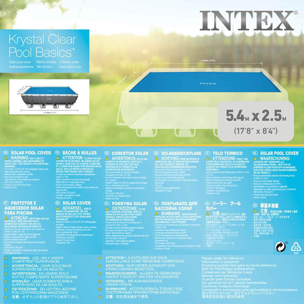 INTEX Copertura per Piscina Rettangolare 549x274 cm 29026 91516
