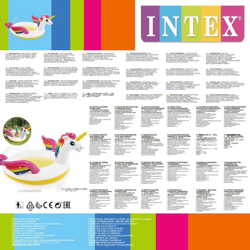 INTEX Piscina per Bambini Unicorno con Spruzzo 127x102x69 cm 92531