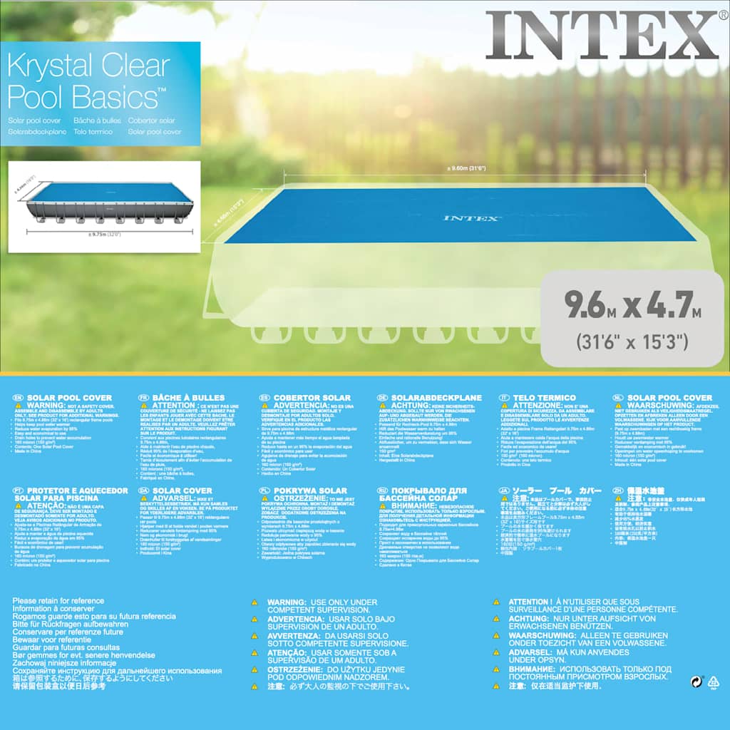 INTEX Copertura Solare per Piscina Rettangolare 975x488 cm 92032