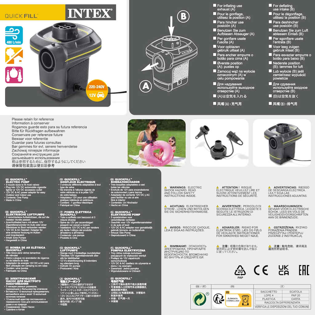 INTEX Compressore Elettrico Quick-Fill 220-240 V 66634 91559