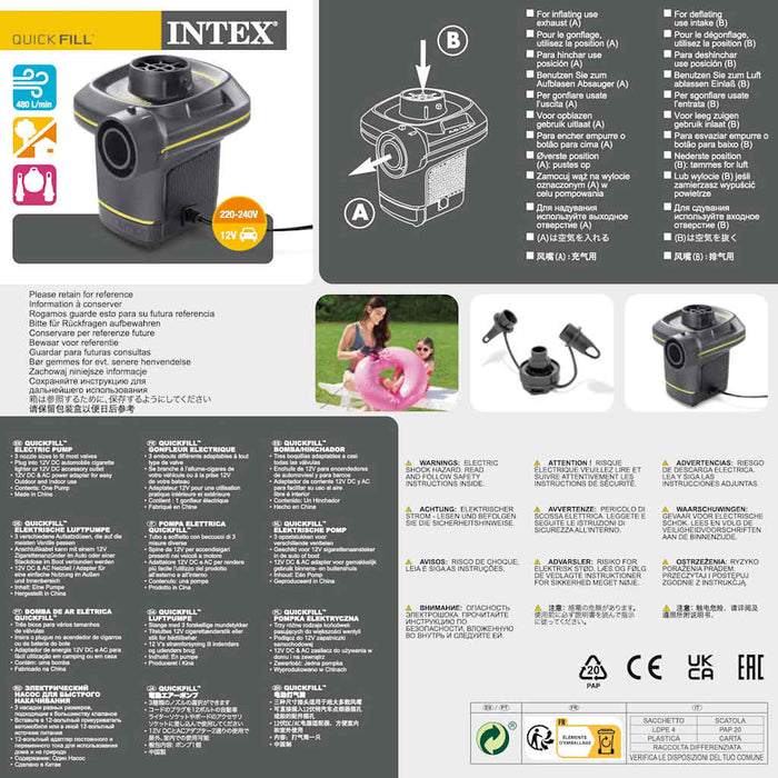 INTEX Compressore Elettrico Quick-Fill 220-240 V 66634 91559