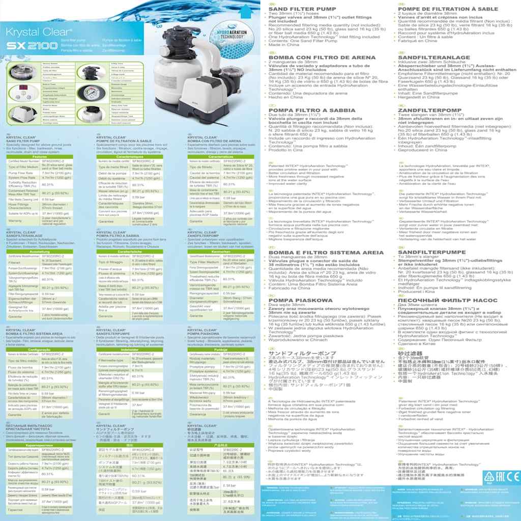 INTEX Pompa con Filtro a Sabbia Krystal Clear 26646GS 7,9 m³/h 91587