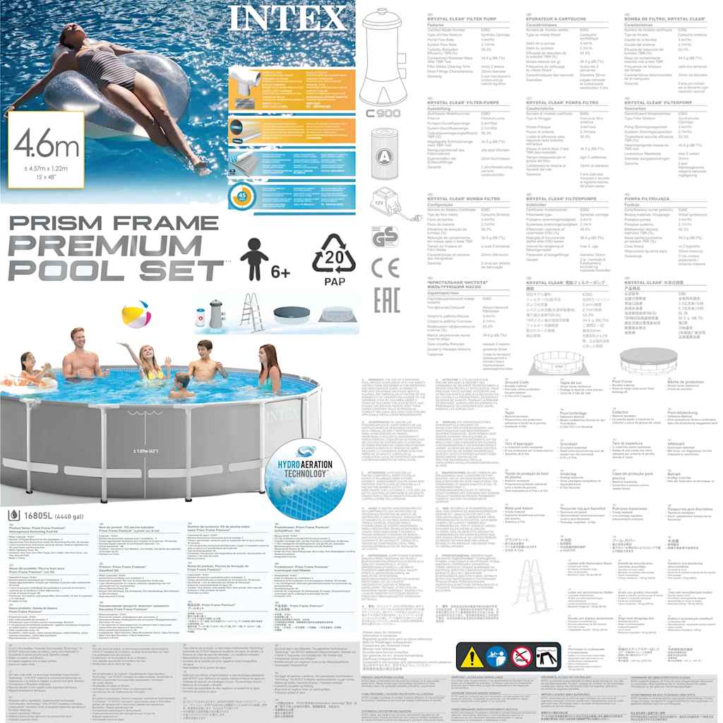 INTEX Set Piscina Prism Frame 457x122 cm 26726GN 91488