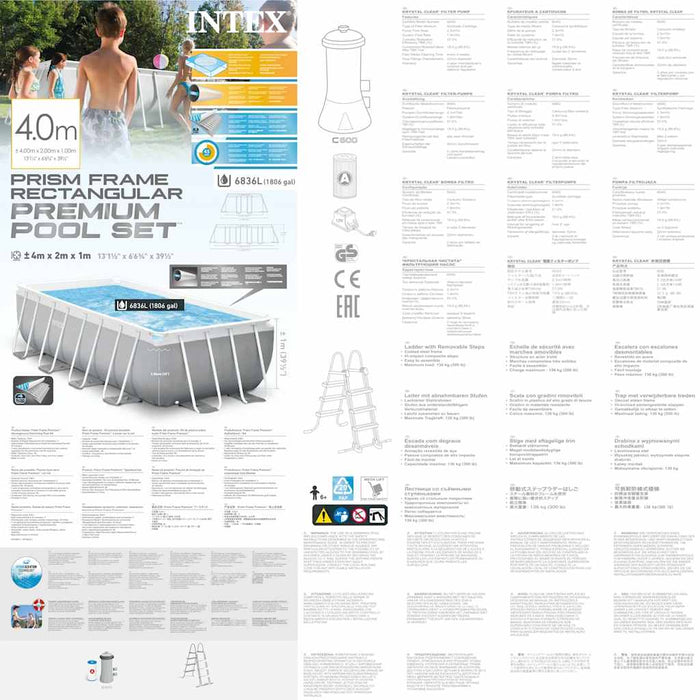 INTEX Set Piscina Prism Frame Rettangolare 400x200x100 cm 92018