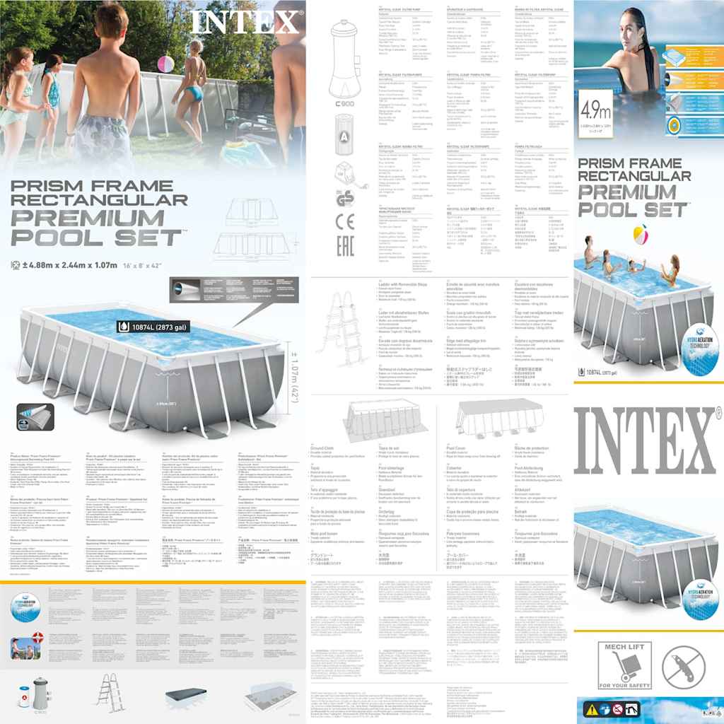 INTEX Set Piscina Prism Frame Rettangolare 488x244x107cm 26792GN 91490
