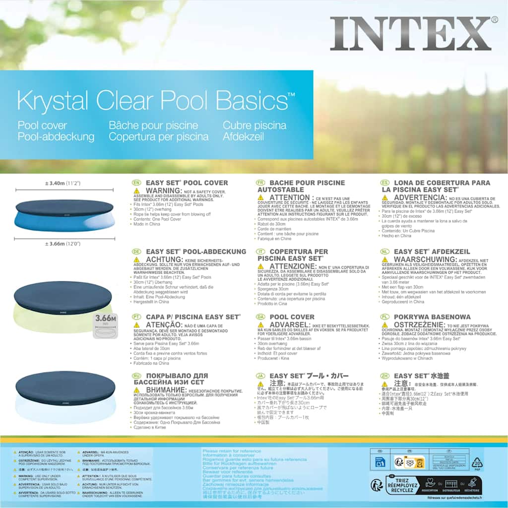 INTEX Copertura per Piscina Circolare 366 cm 28022 91507
